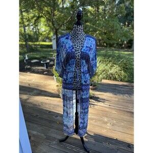 Tommy Bahama Multicolor Floral Paisley Mesh Open Front Long Sleeve Cover Up S/M